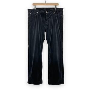7 for all Mankind | Black Velvet Velour Mid Rise Bootcut Pants